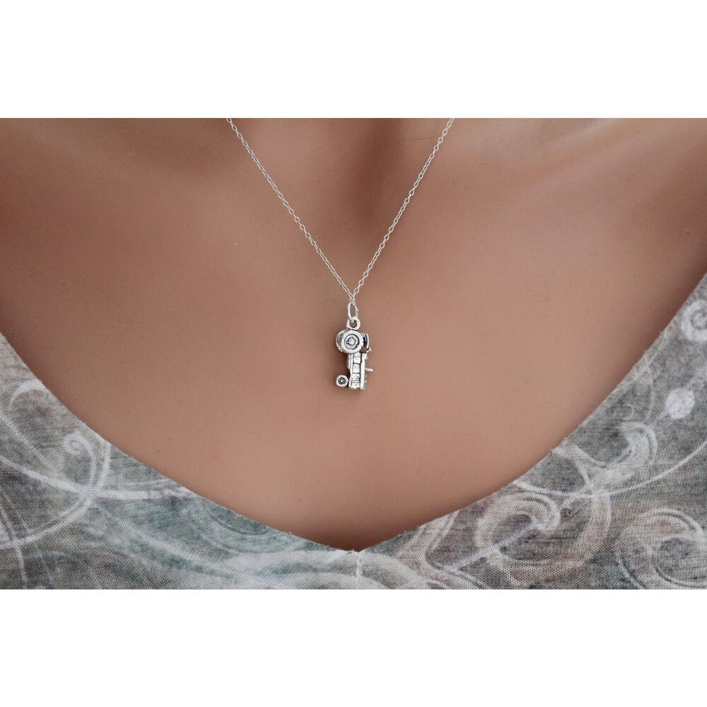 Sterling Silver Farm Tractor Necklace